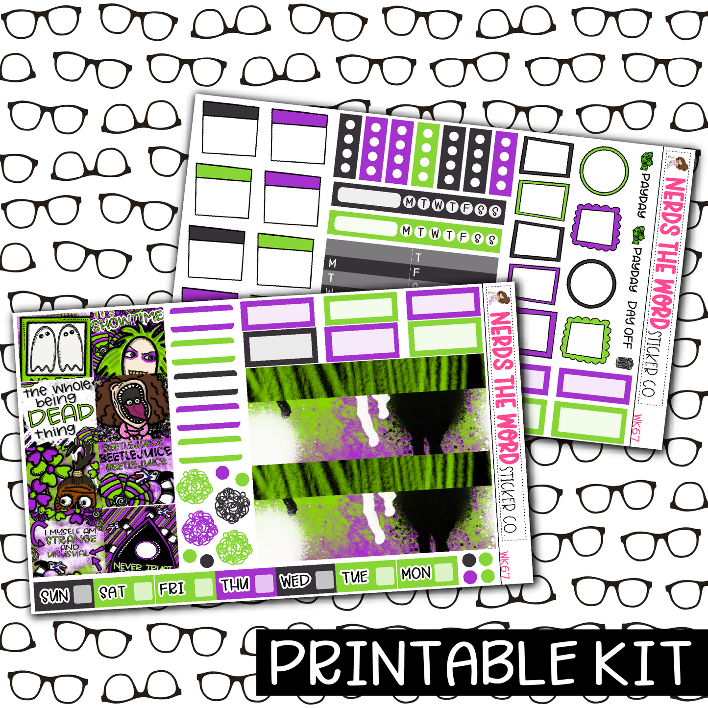 PRINTABLE - Beetlejuice Monthly, Weekly and or Journaling Sticker Kit