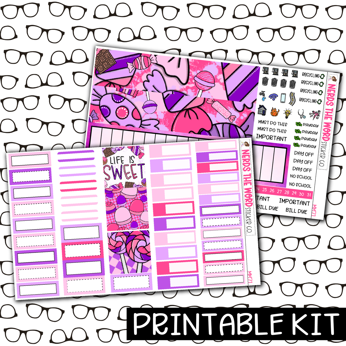 PRINTABLE - Life Is Sweet Monthly, Weekly and or Journaling Sticker Kit