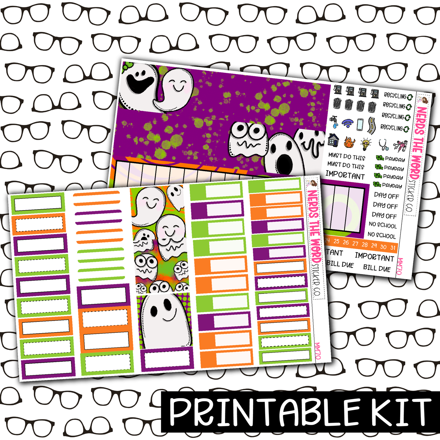 PRINTABLE - Hey Boo Monthly, Weekly and or Journaling Sticker Kit