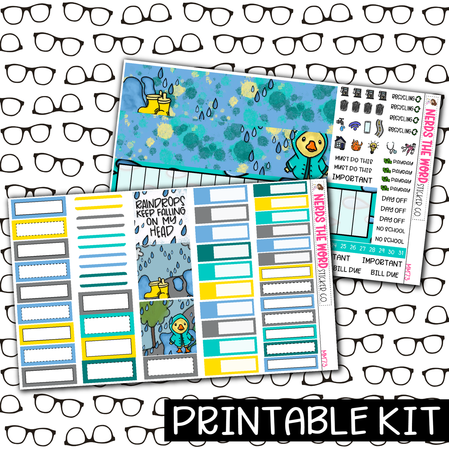 PRINTABLE -DuckyDoo Monthly, Weekly and or Journaling Sticker Kit