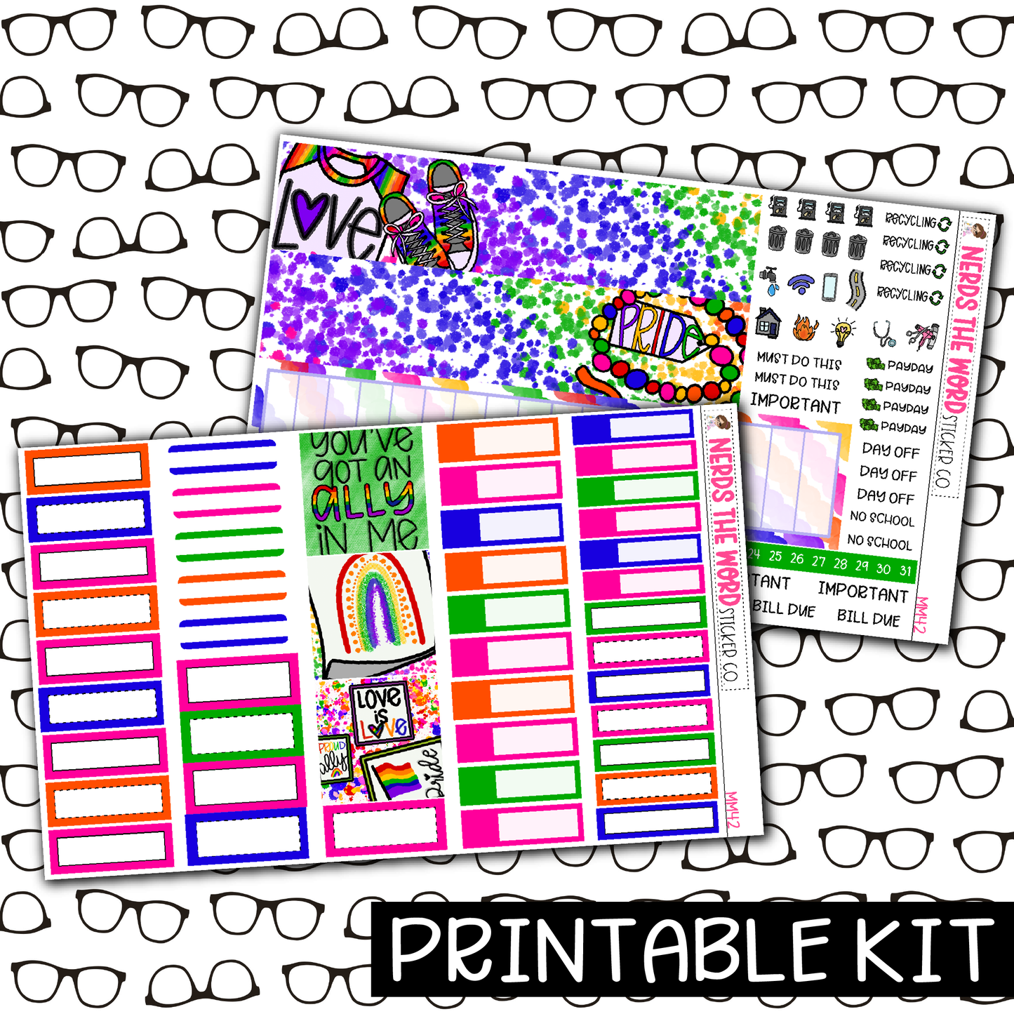 PRINTABLE - Pride Monthly, Weekly and or Journaling Sticker Kit