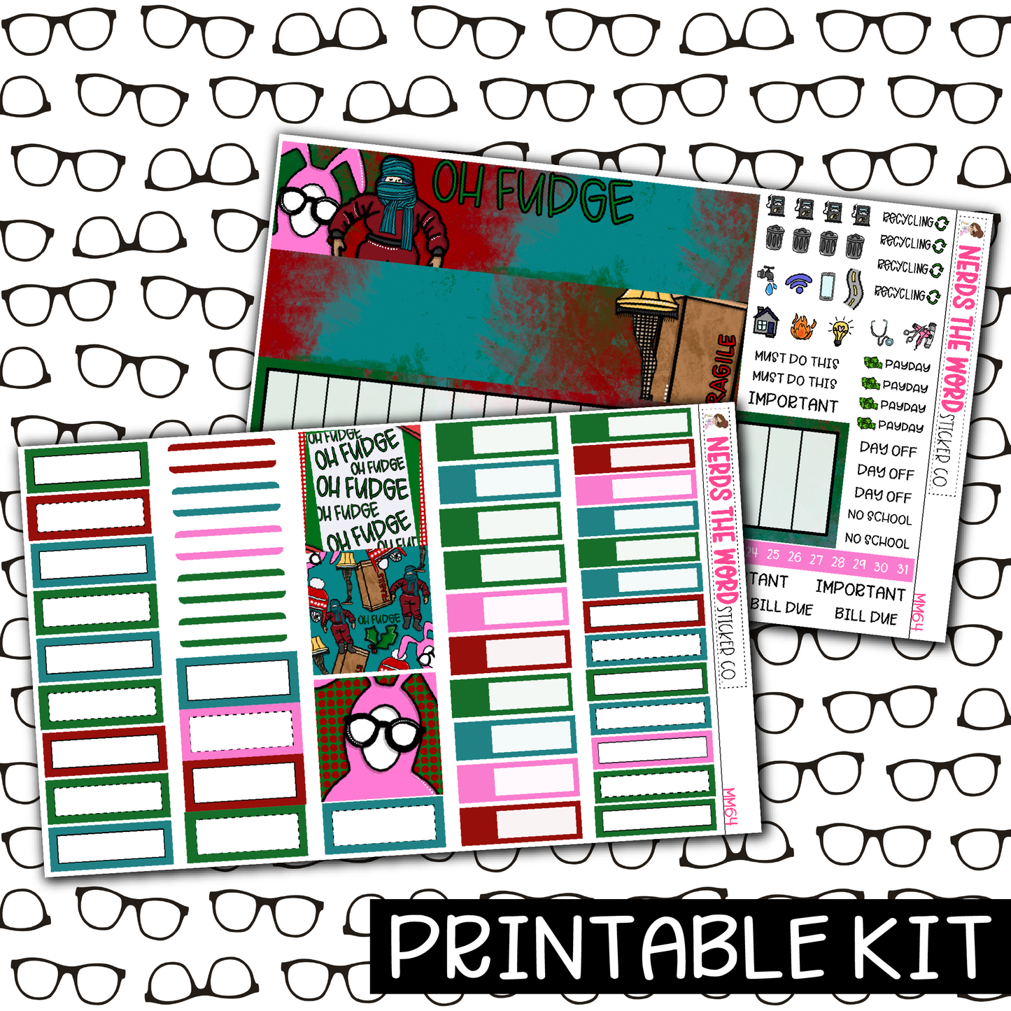 PRINTABLE - Christmas Story Monthly, Weekly and or Journaling Sticker Kit