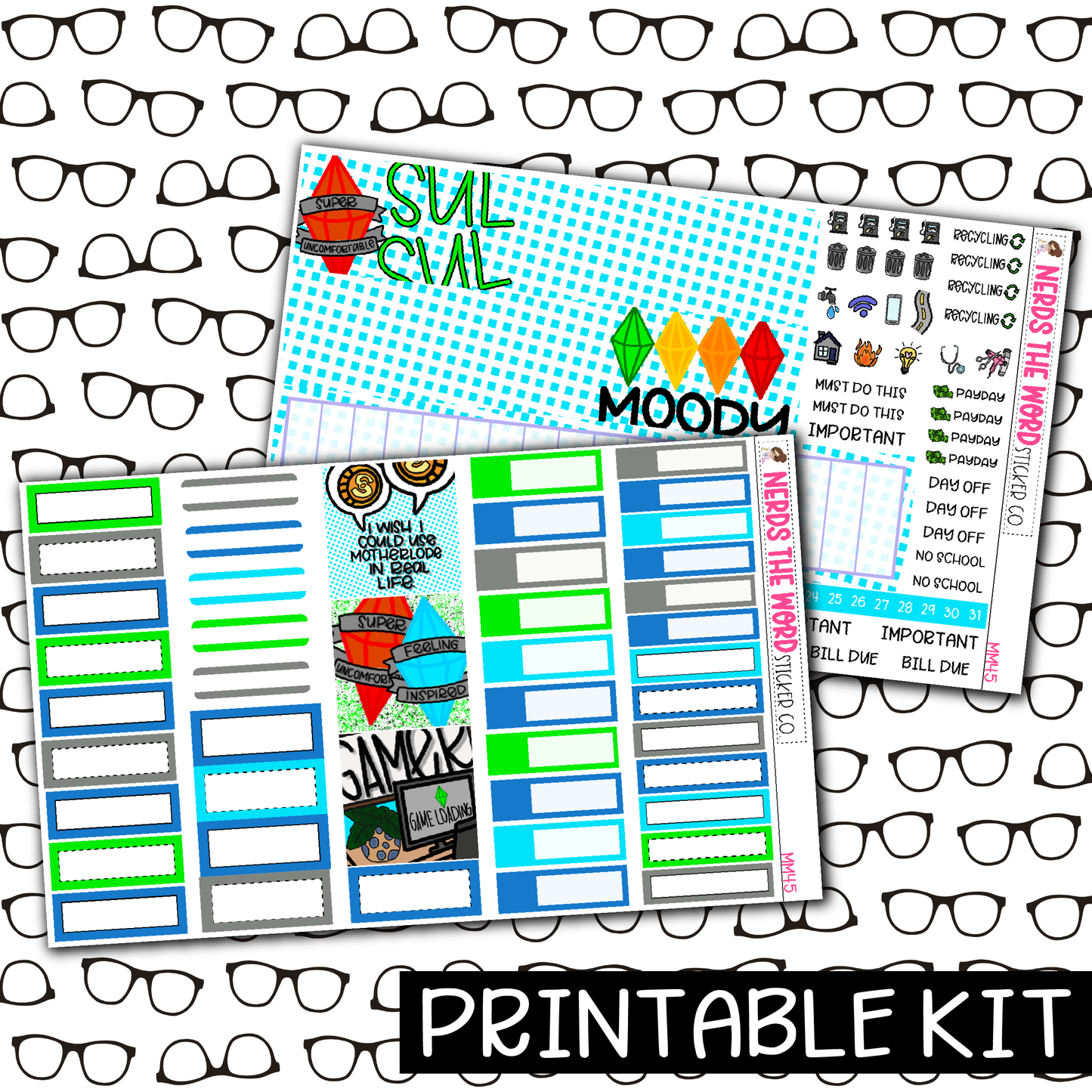PRINTABLE - Sul Sul Monthly, Weekly and or Journaling Sticker Kit