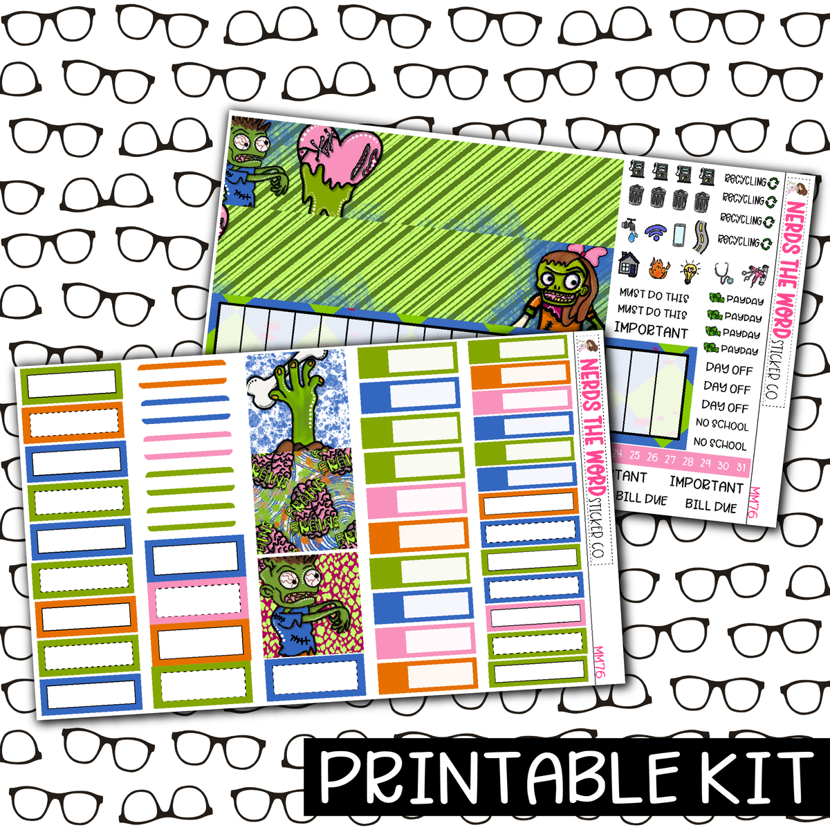 PRINTABLE - Brains Monthly, Weekly and or Journaling Sticker Kit