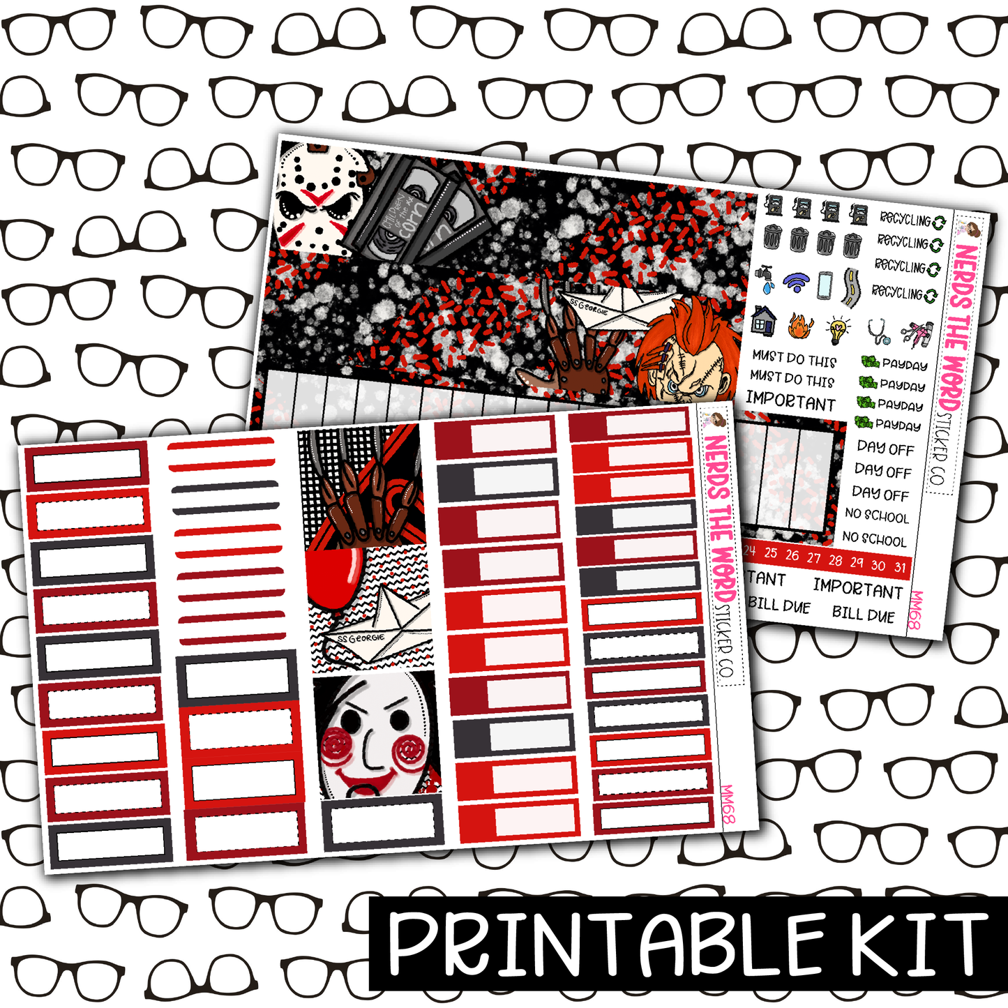 PRINTABLE - Horror Nights Monthly, Weekly and or Journaling Sticker Kit