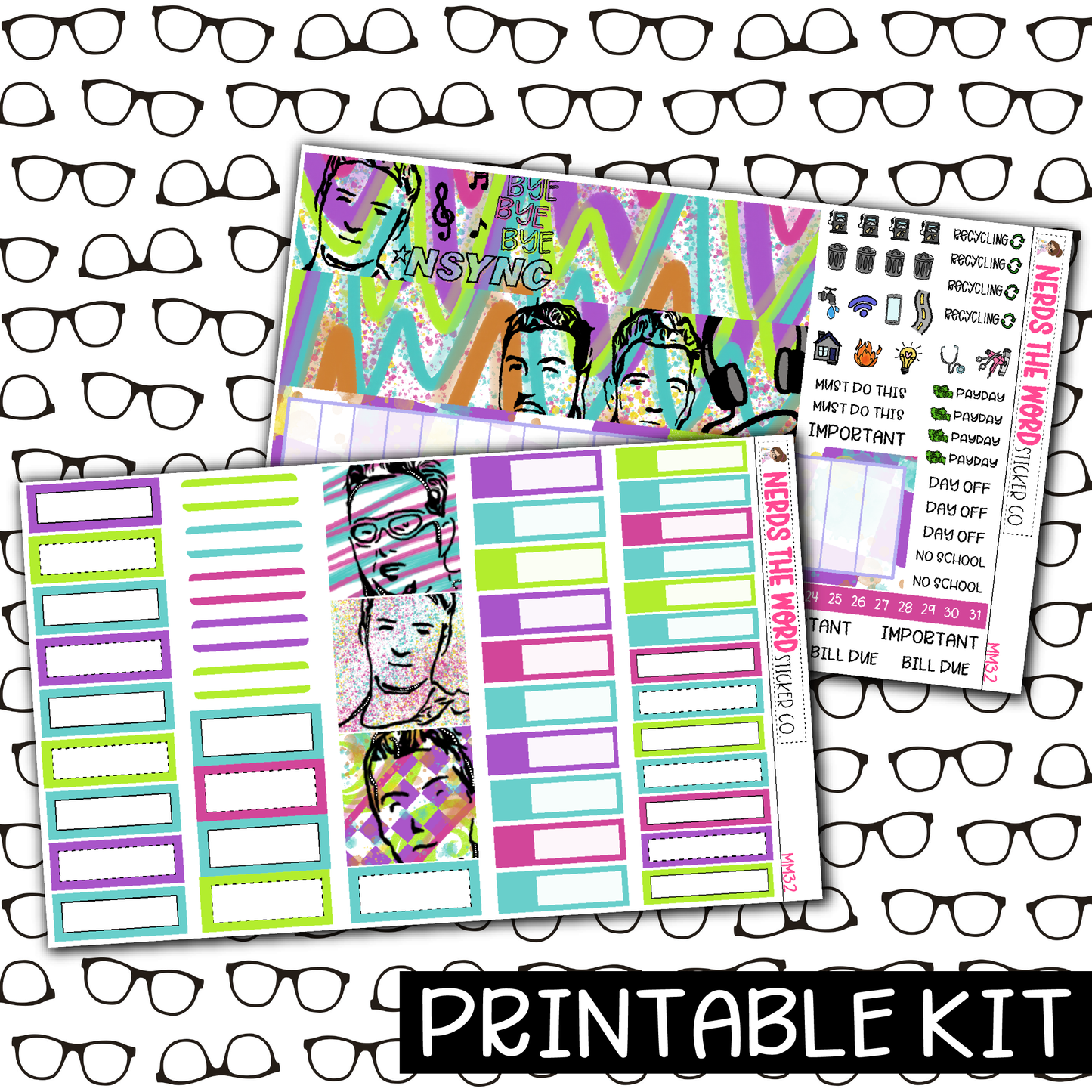 PRINTABLE - NSYNC Monthly, Weekly and or Journaling Sticker Kit