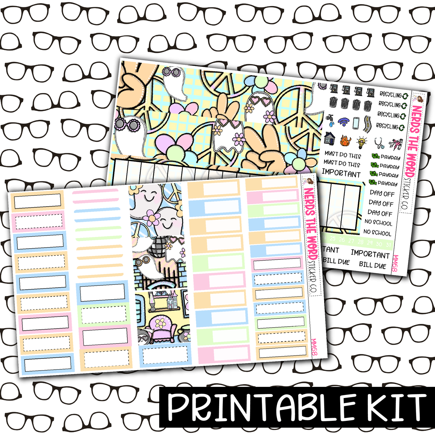 PRINTABLE - Groovy Halloween Monthly, Weekly and or Journaling Sticker Kit