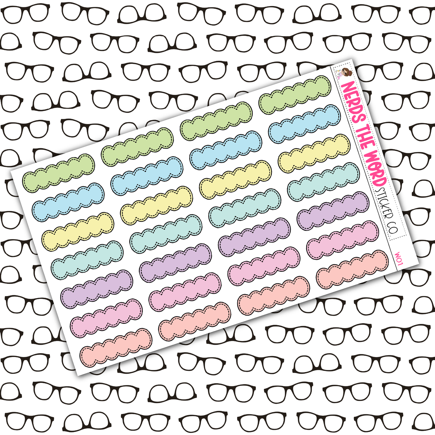 Scallop Quarter Functional Box Planner Stickers