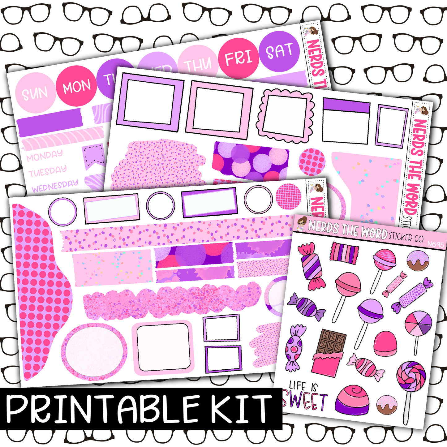 PRINTABLE - Life Is Sweet Monthly, Weekly and or Journaling Sticker Kit