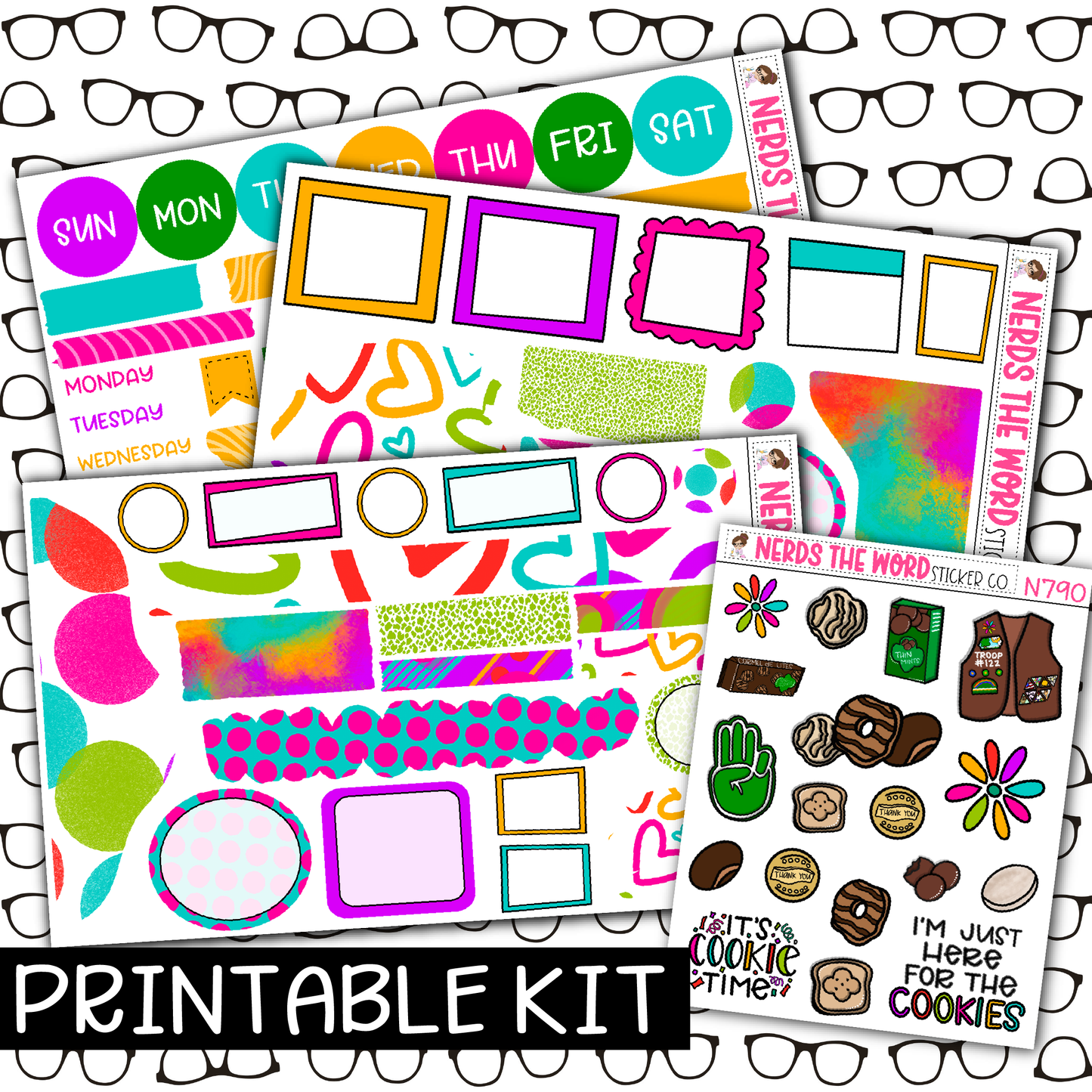 PRINTABLE - Cookie Time Monthly, Weekly and or Journaling Sticker Kit