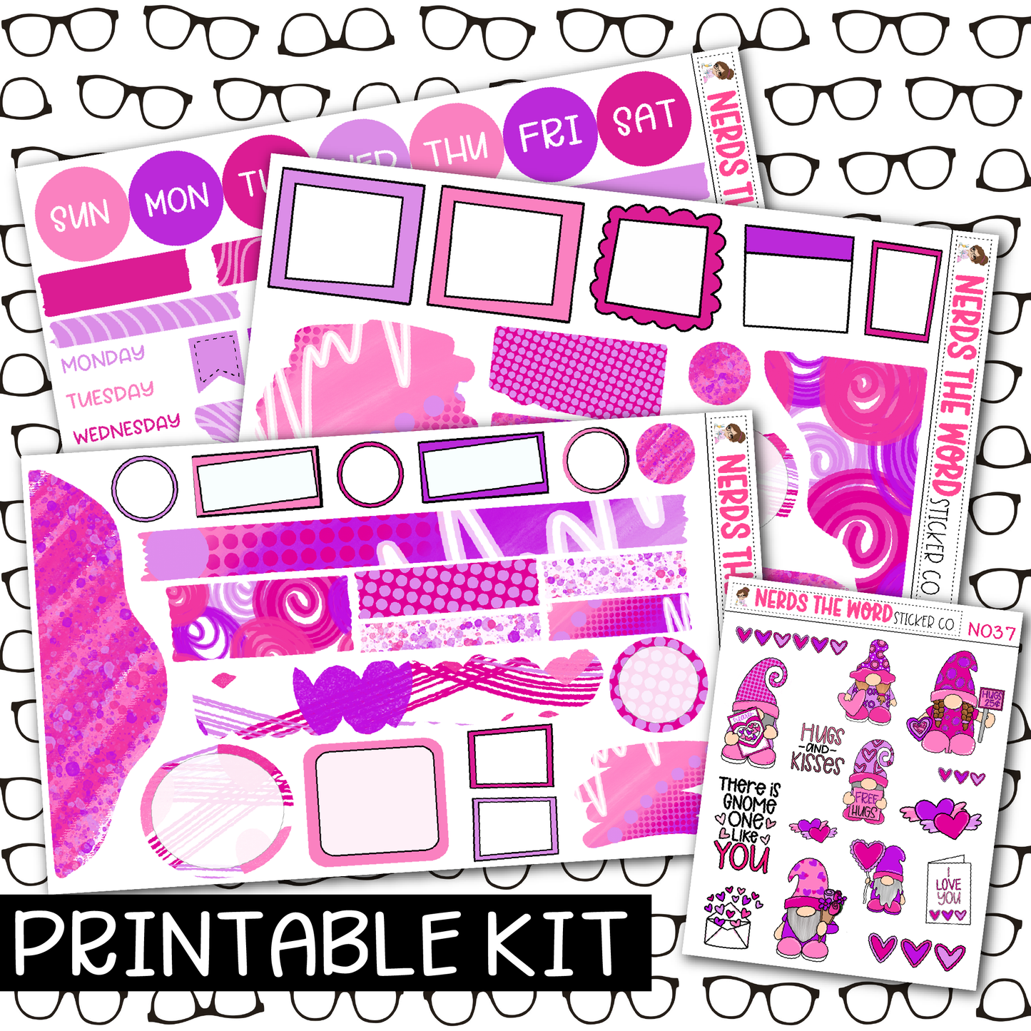 PRINTABLE - Gnome One Like You Monthly, Weekly and or Journaling Sticker Kit