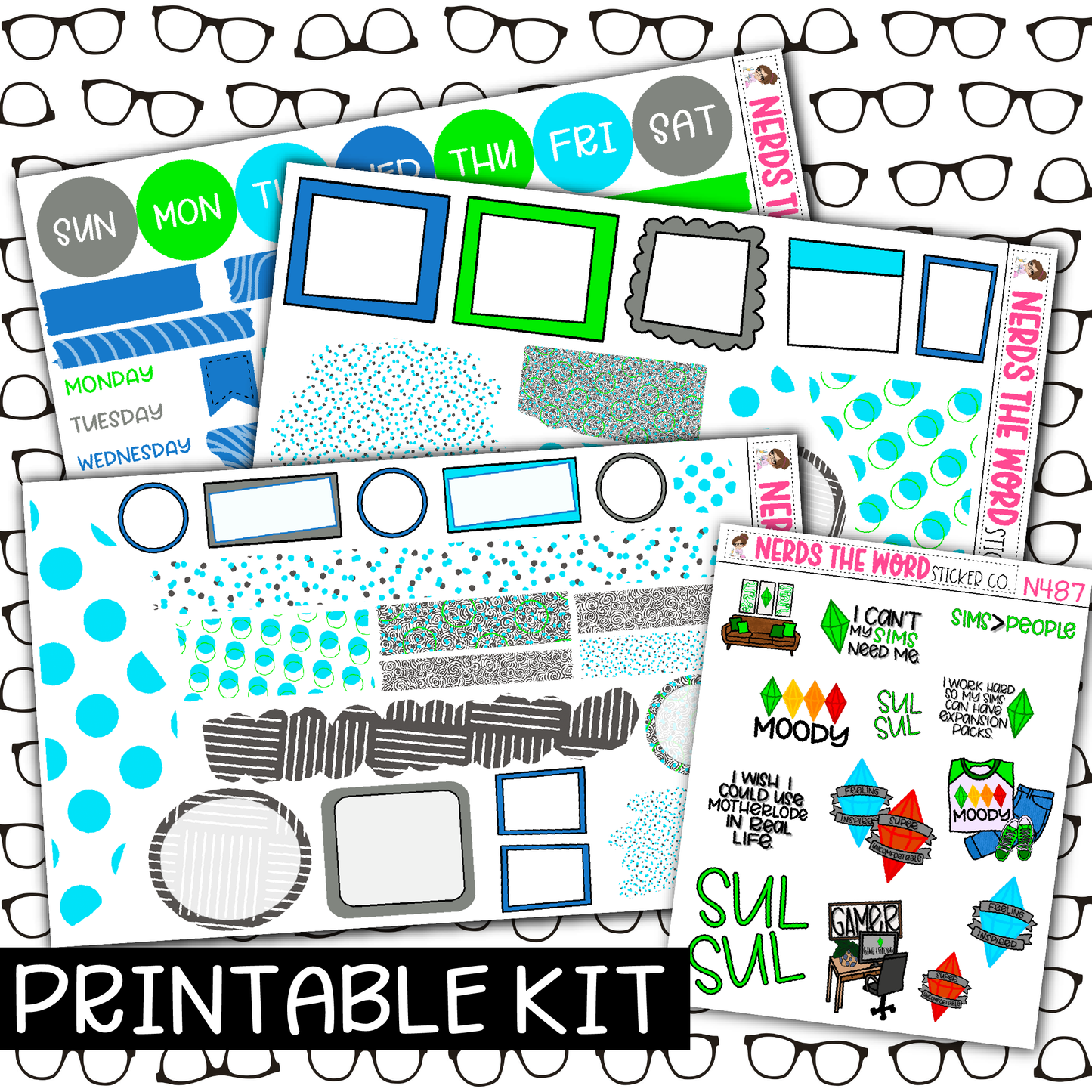 PRINTABLE - Sul Sul Monthly, Weekly and or Journaling Sticker Kit