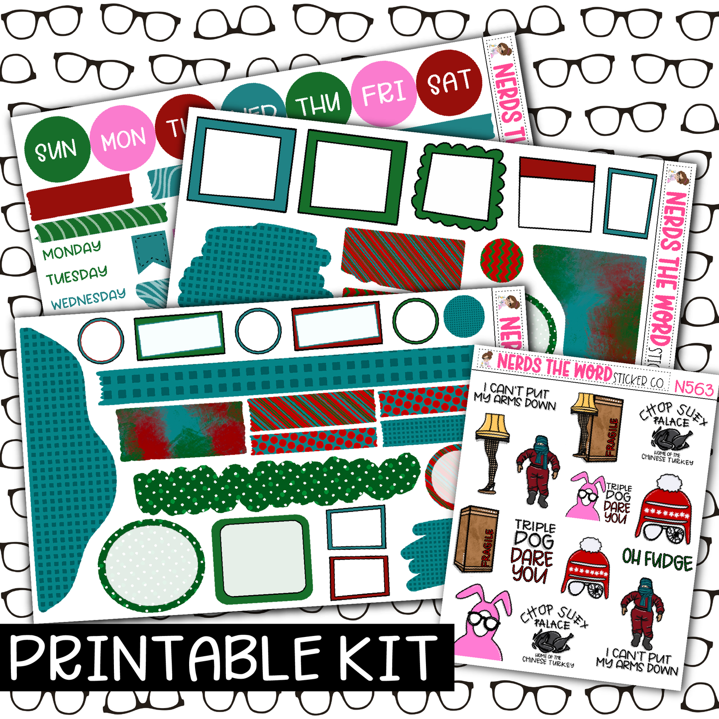 PRINTABLE - Christmas Story Monthly, Weekly and or Journaling Sticker Kit