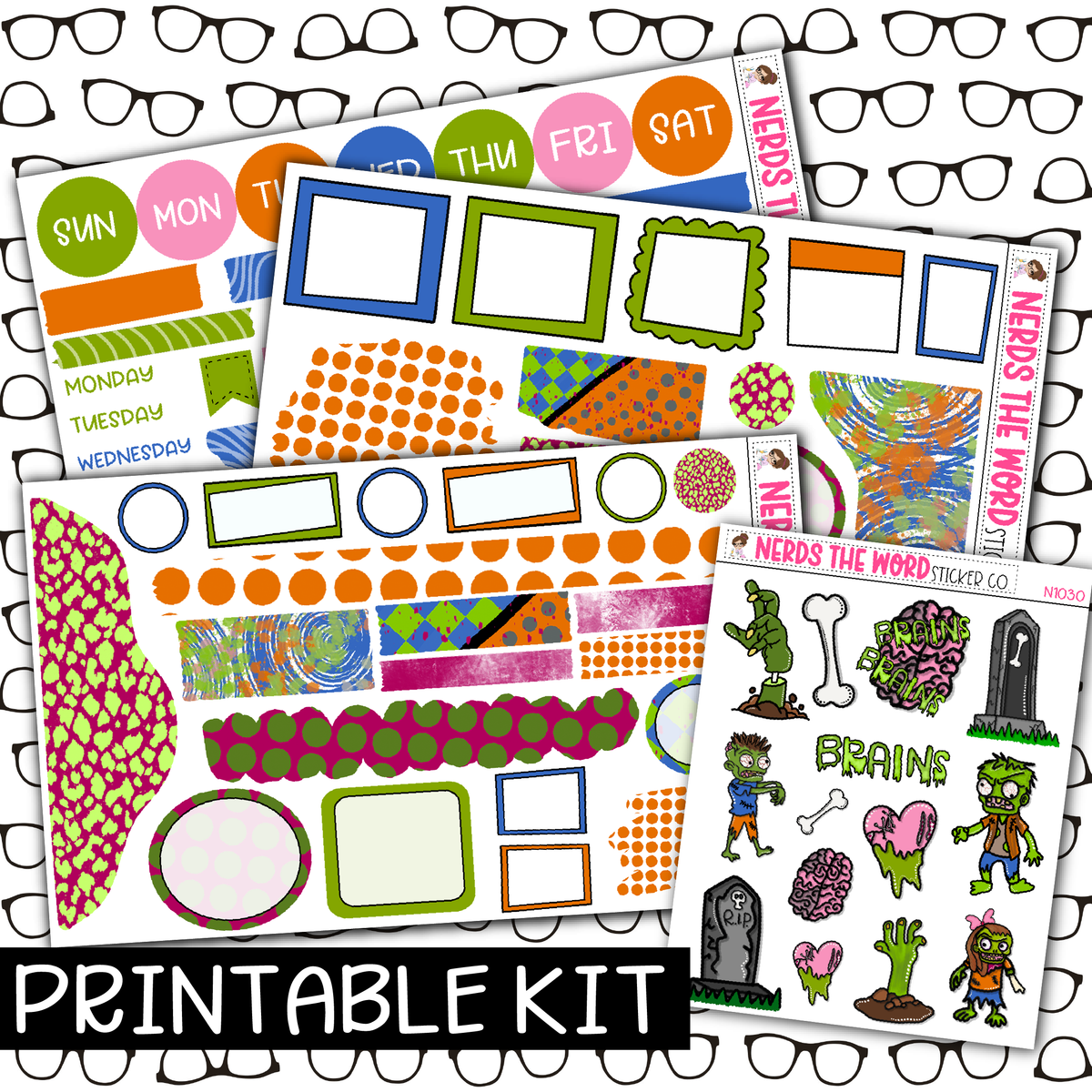 PRINTABLE - Brains Monthly, Weekly and or Journaling Sticker Kit