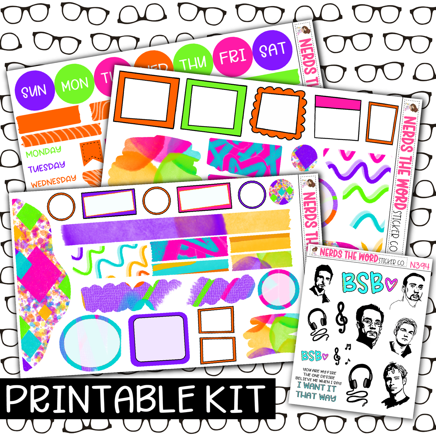 PRINTABLE - BSB Monthly, Weekly and or Journaling Sticker Kit