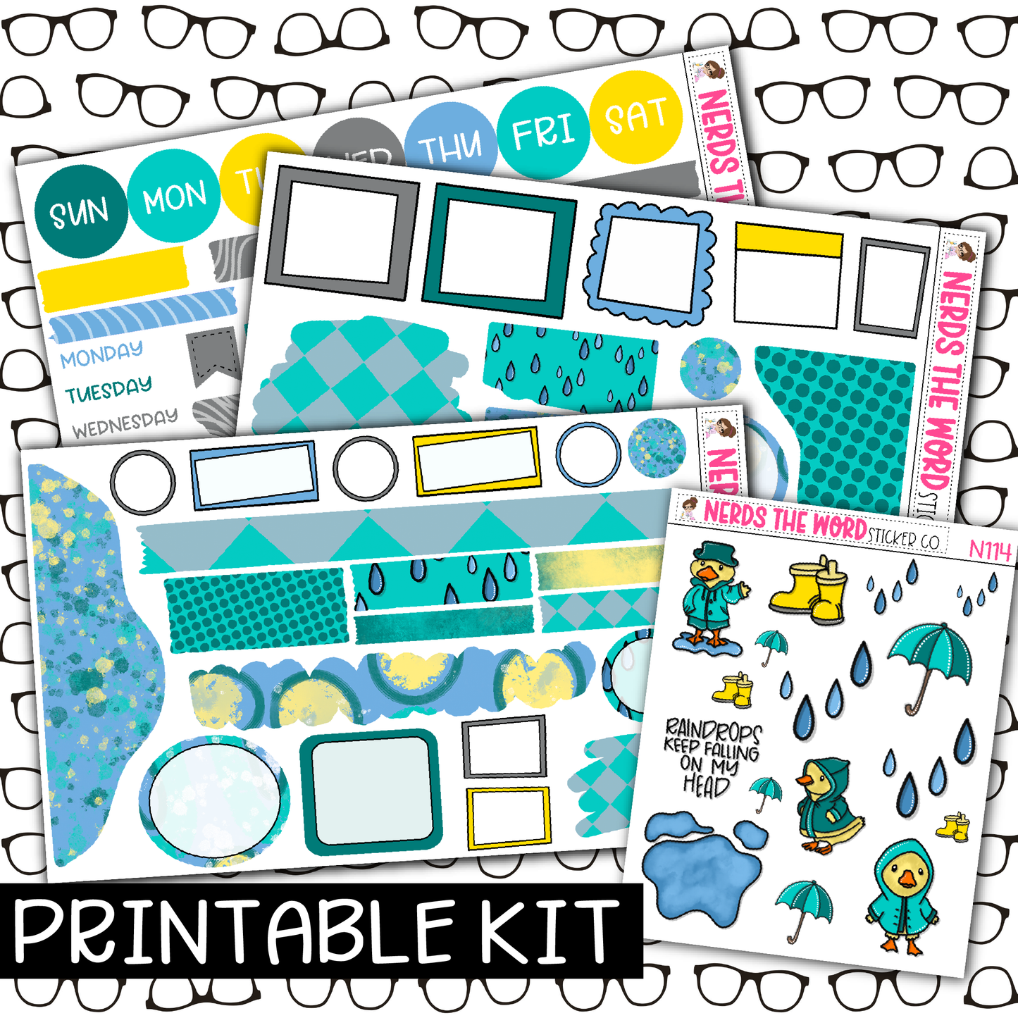 PRINTABLE -DuckyDoo Monthly, Weekly and or Journaling Sticker Kit