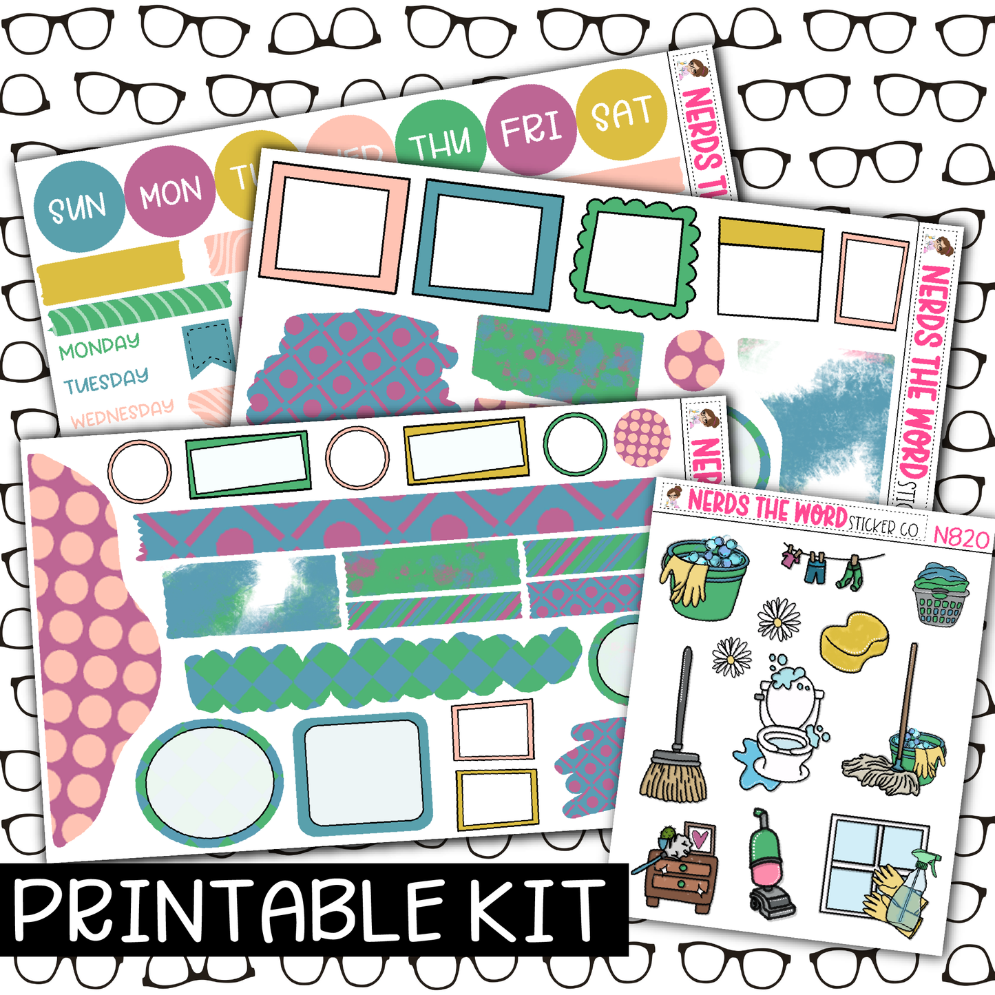 PRINTABLE -Spring Cleaning Monthly, Weekly and or Journaling Sticker Kit