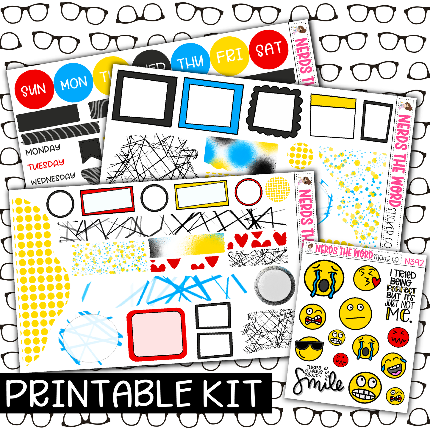 PRINTABLE -  Faces Monthly, Weekly and or Journaling Sticker Kit