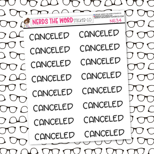 Canceled Hand Lettered Sticker Sheet