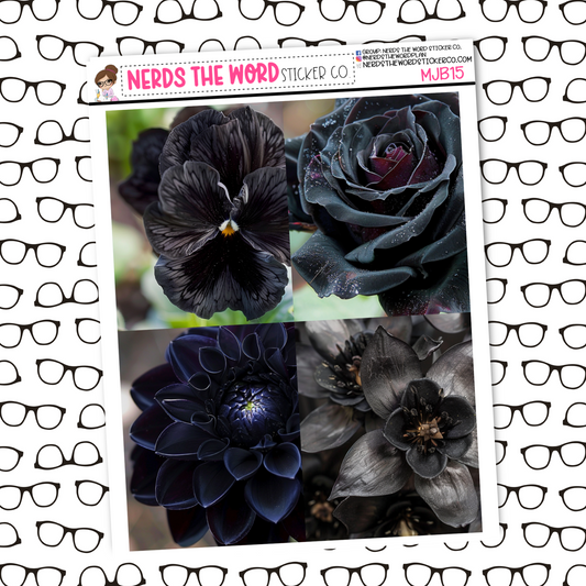 Black Flowers Mini Just Box Sticker Sheet