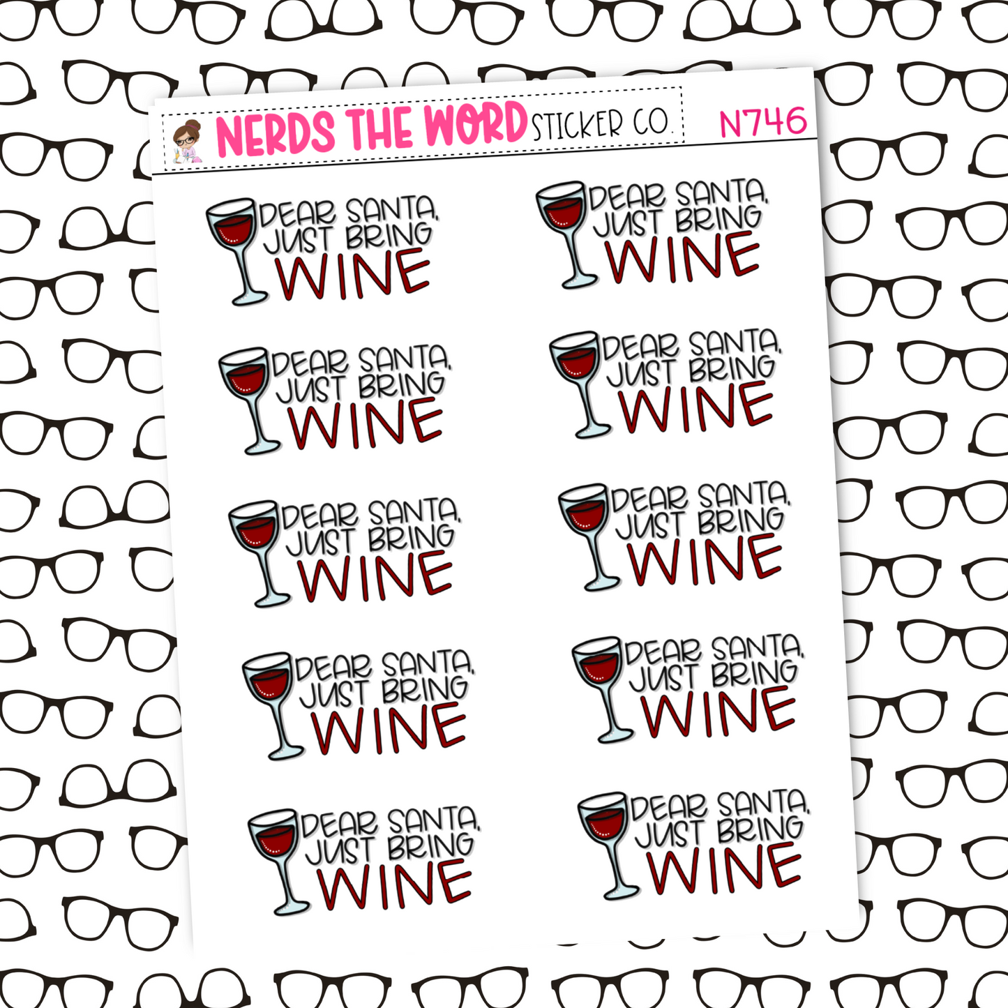 Dear Santa, Bring Wine Sticker Sheet