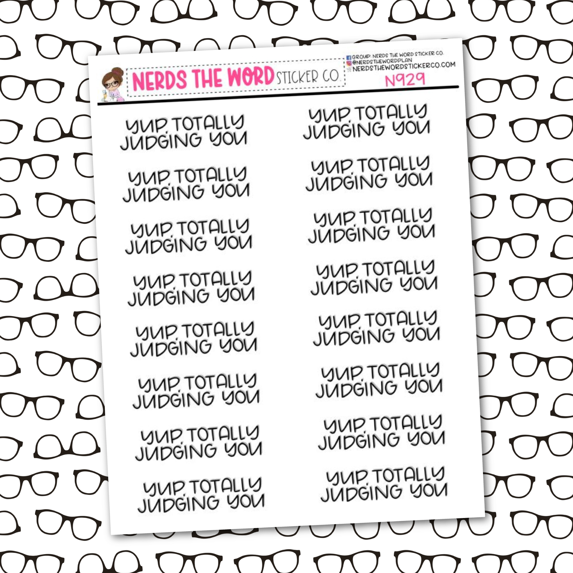 Judging You Sticker Sheet – Nerds The Word Sticker Co.