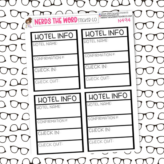 Hotel Tracking Planner Stickers