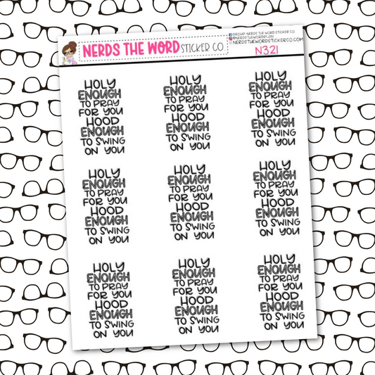 Holy Vs Hood Snarky Planner Stickers