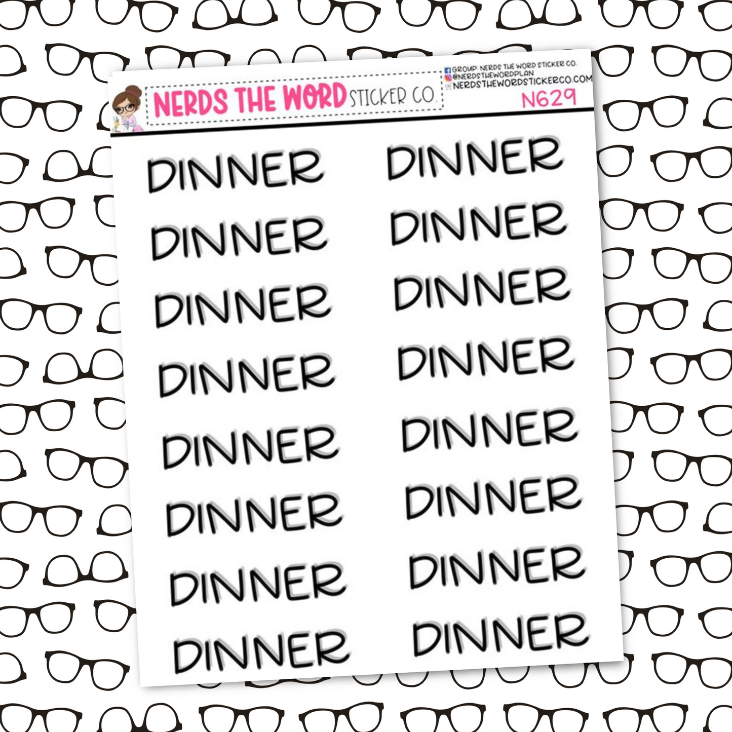 Dinner Hand Lettered Sticker Sheet