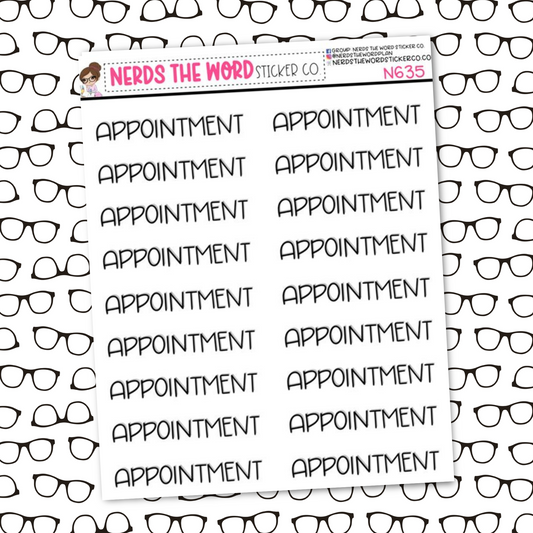 Appointment Hand Lettered Sticker Sheet