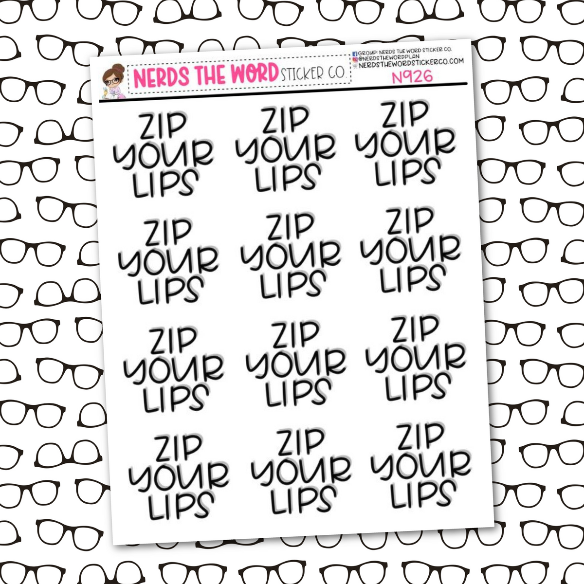Lips Sticker Word Zip Your Lips Sticker Sheet – Nerds The Word Sticker Co.