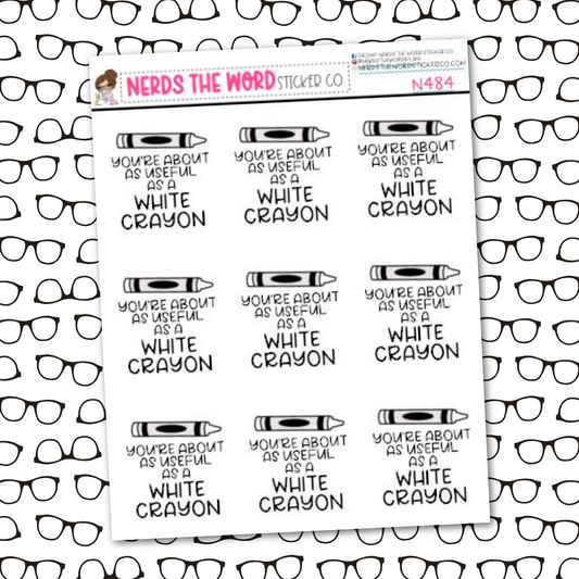 White Crayon Snarky Planner Stickers