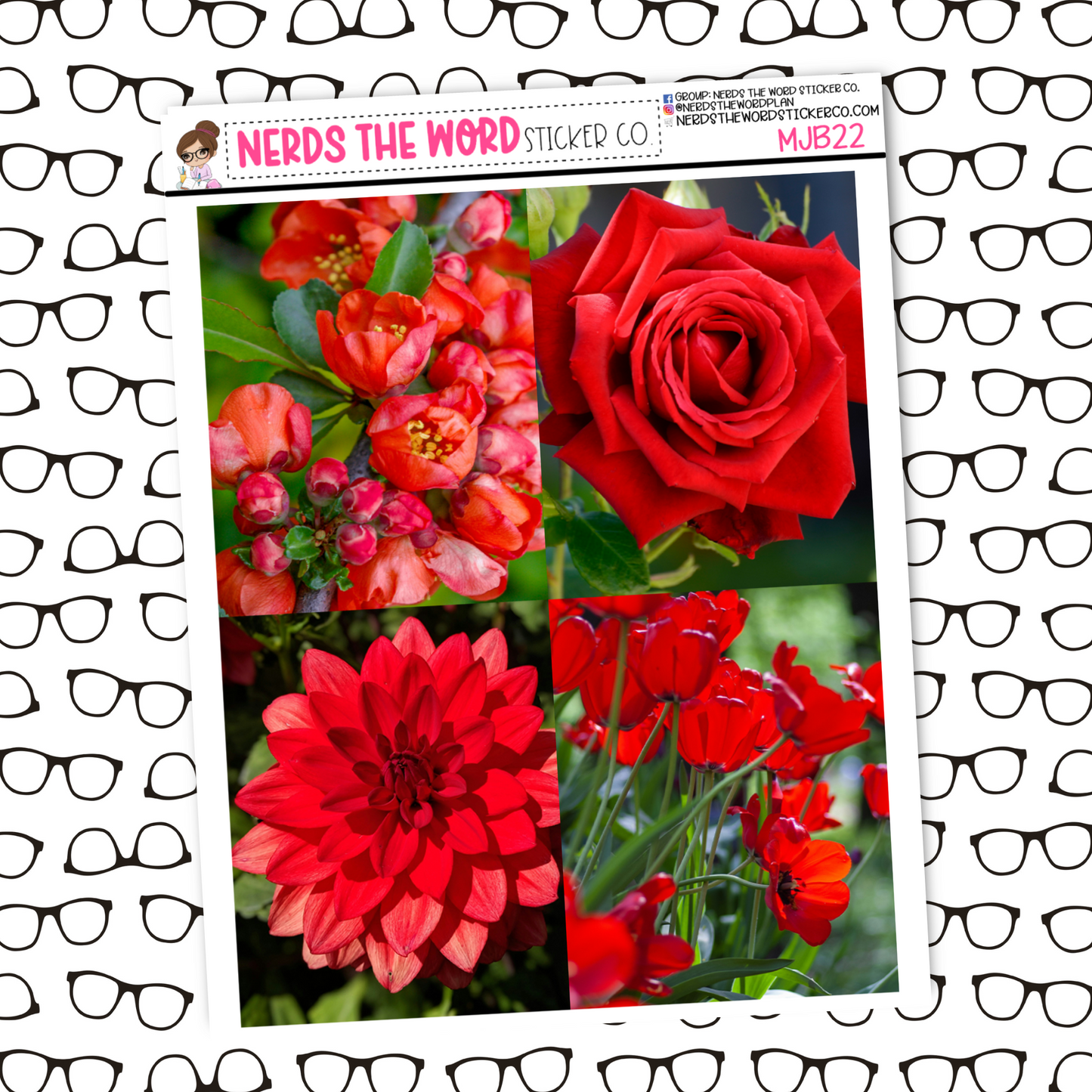 Red Flowers Mini Just Box Sticker Sheet