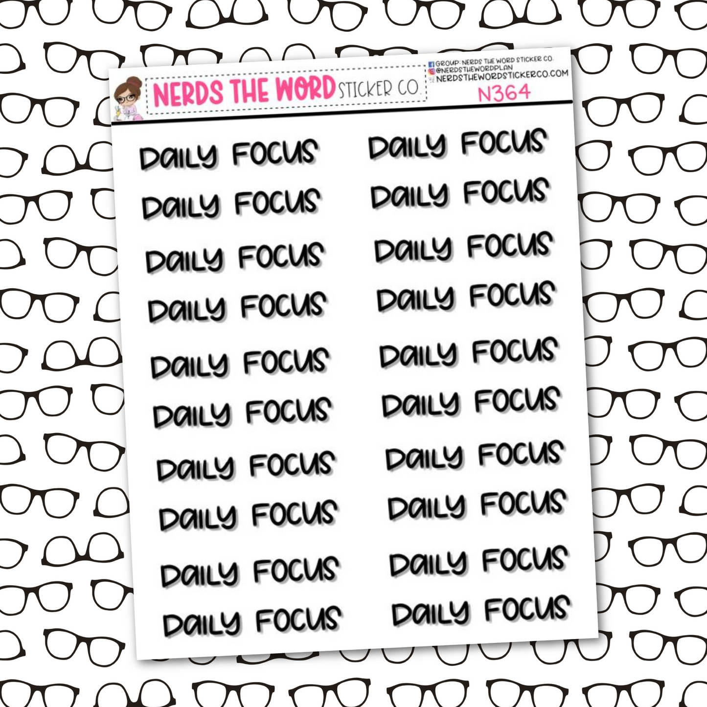 Daily Focus Typography Sticker Sheet