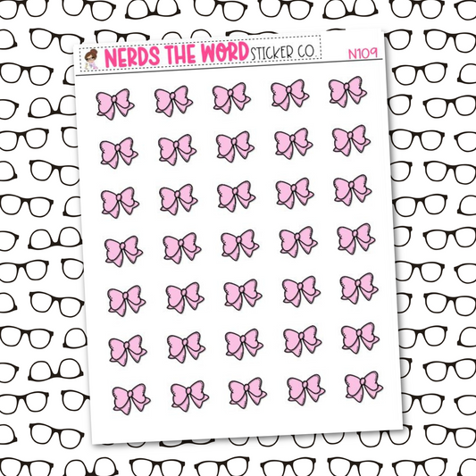 Pink Bow Icon Sticker Sheet