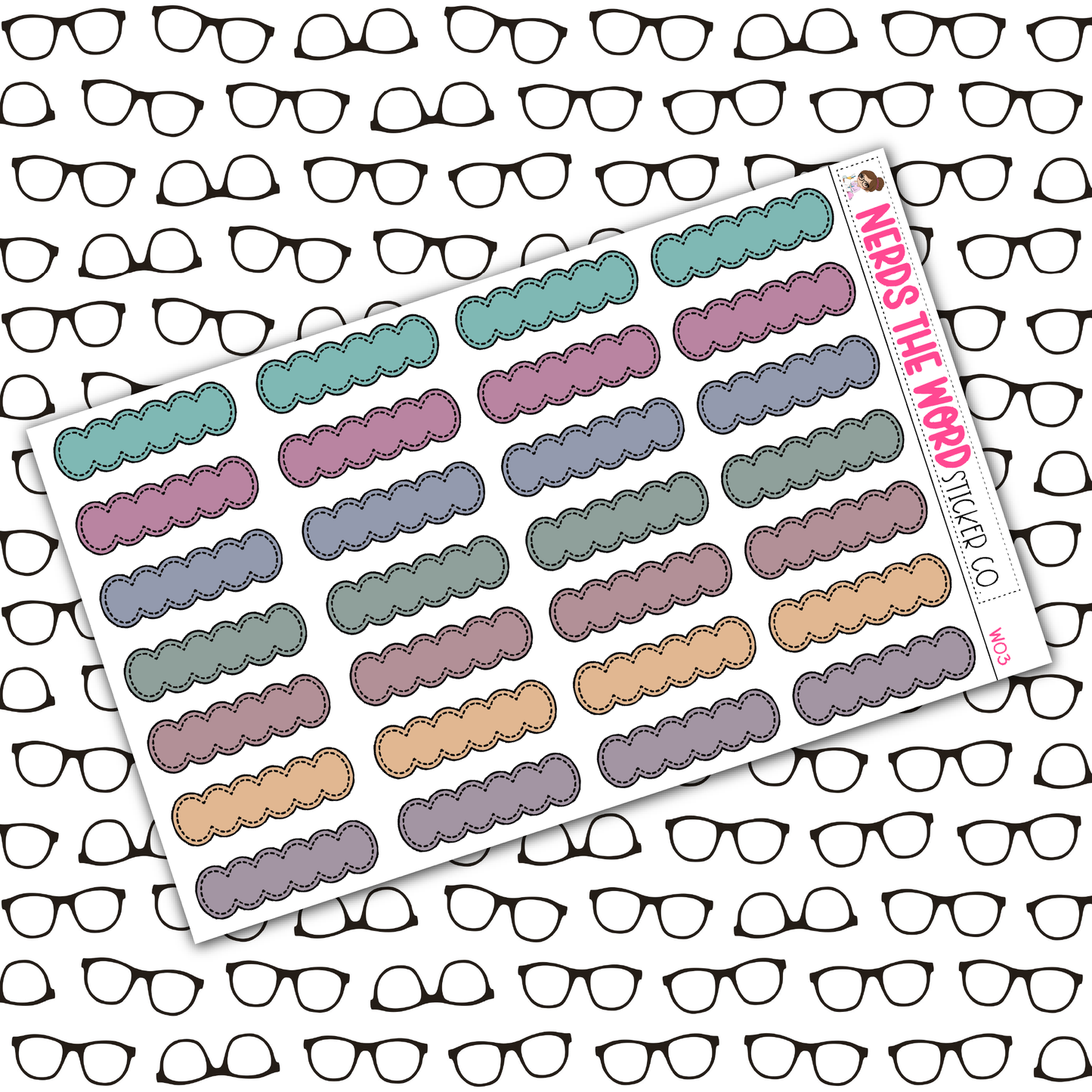 Scallop Quarter Functional Box Planner Stickers