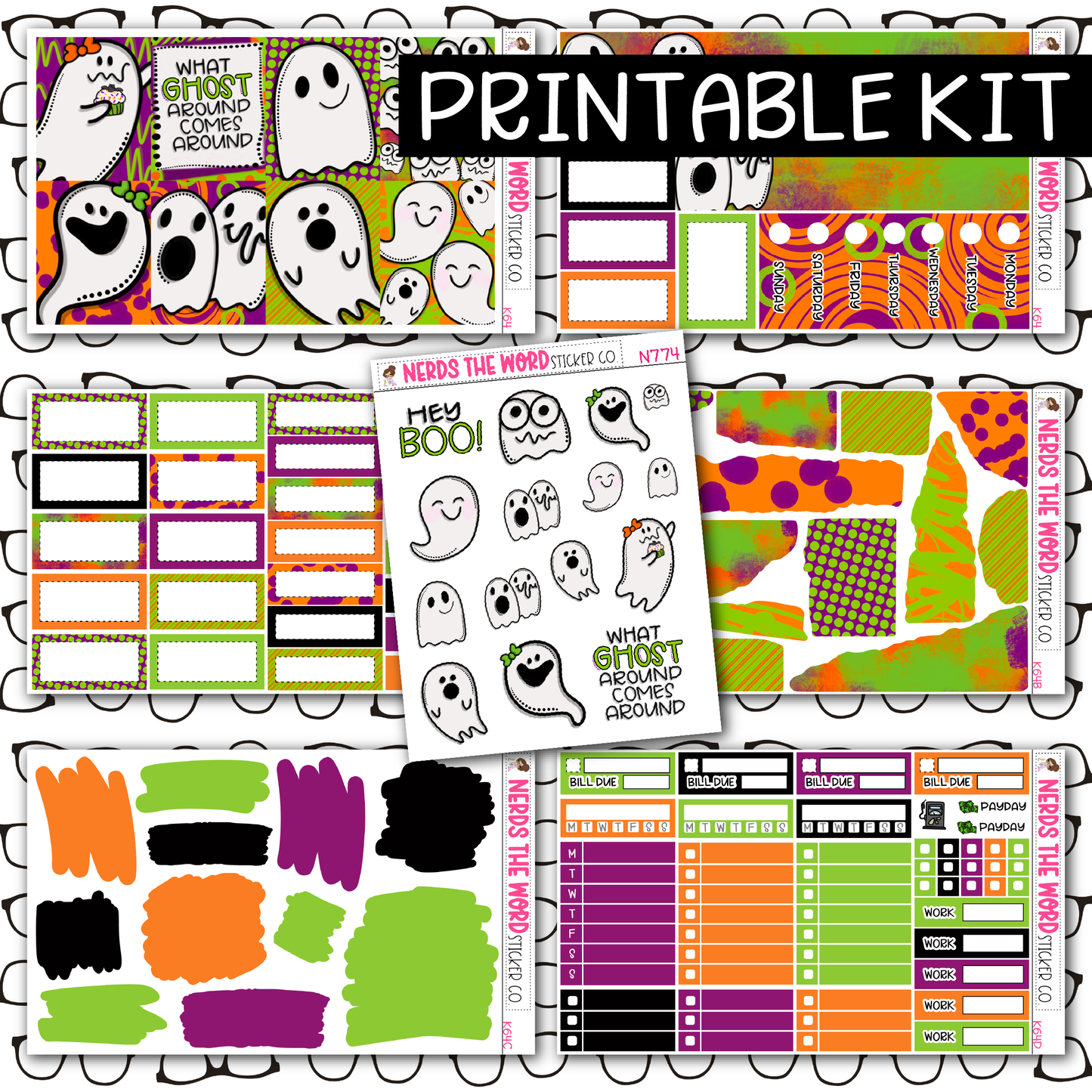 PRINTABLE Ghost Karma Weekly Kit - Choose your Size