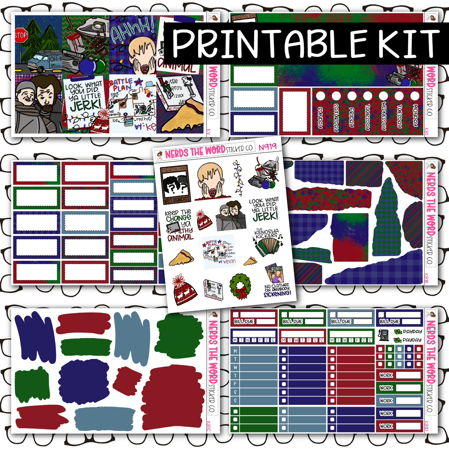 PRINTABLE  KEVIN Weekly Kit - Choose your Size