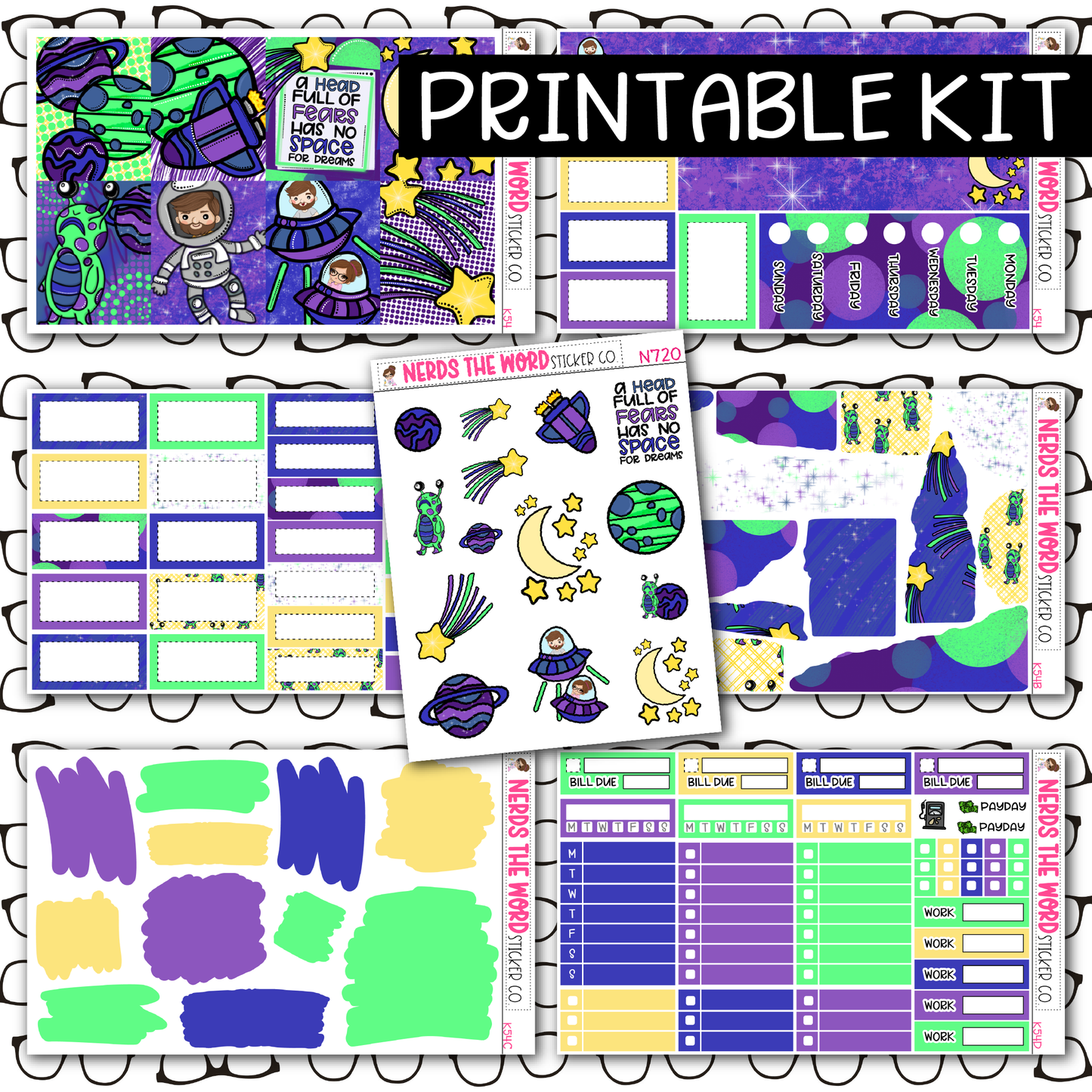 PRINTABLE Space Weekly Kit - Choose your Size