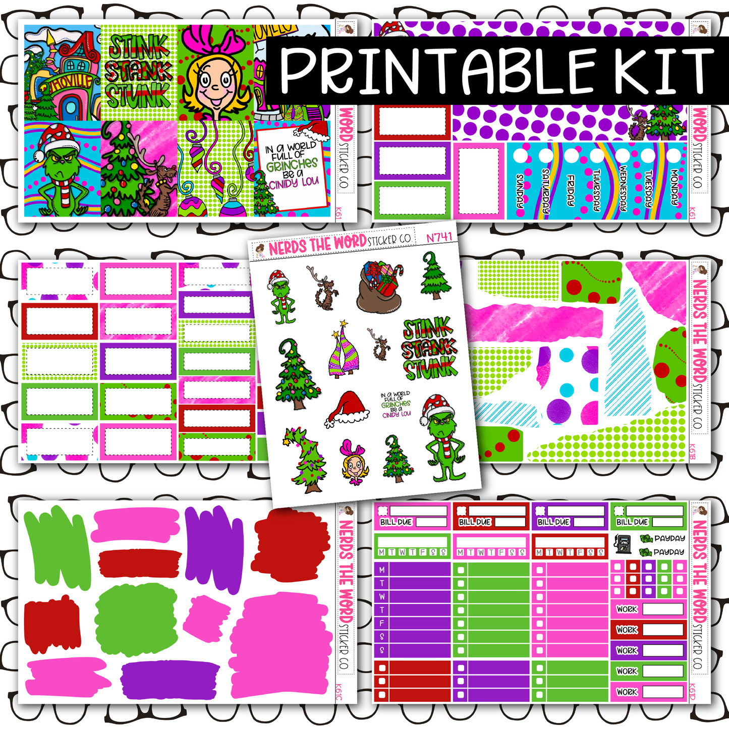 PRINTABLE You're a Mean One Weekly Kit - Choose your Size