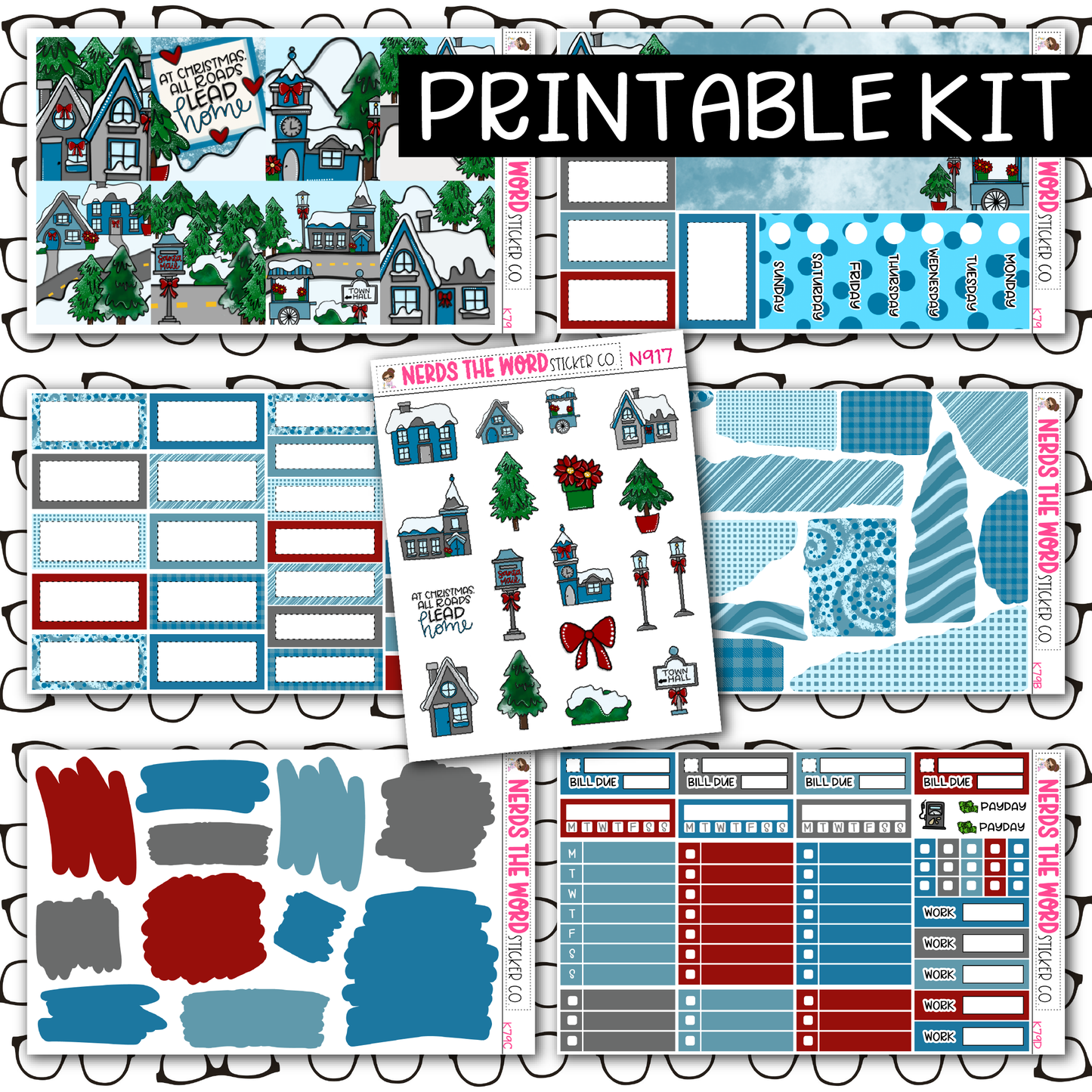 PRINTABLE Christmas Village Weekly Kit - Choose your Size