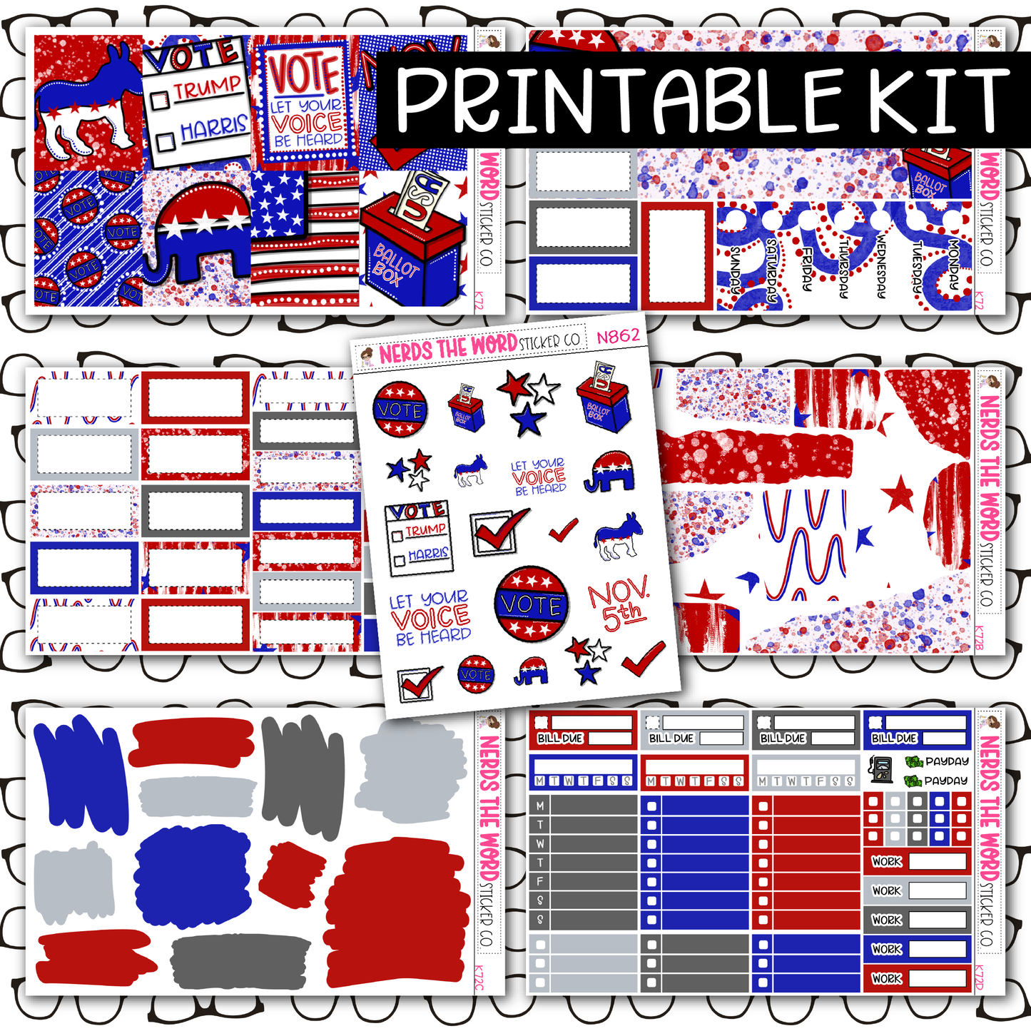 PRINTABLE VOTE Weekly Kit - Choose your Size