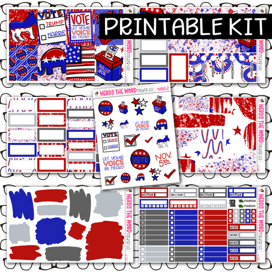 PRINTABLE VOTE Weekly Kit - Choose your Size