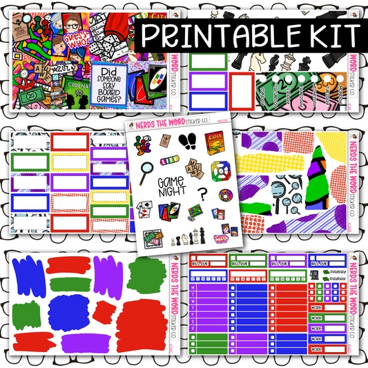 PRINTABLE Board Games Weekly Kit - Choose your Size