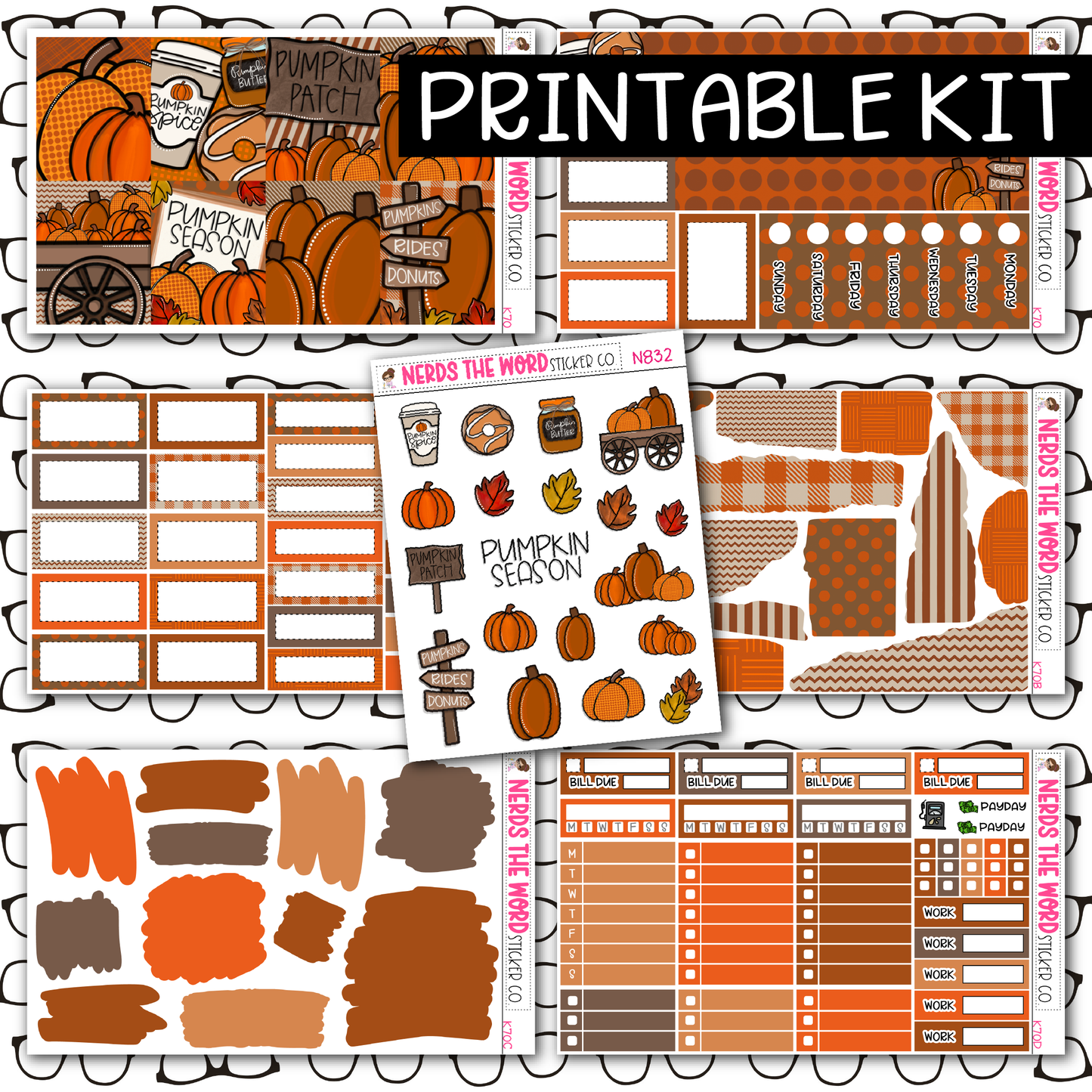 PRINTABLE Pumpkin Patch Weekly Kit - Choose your Size