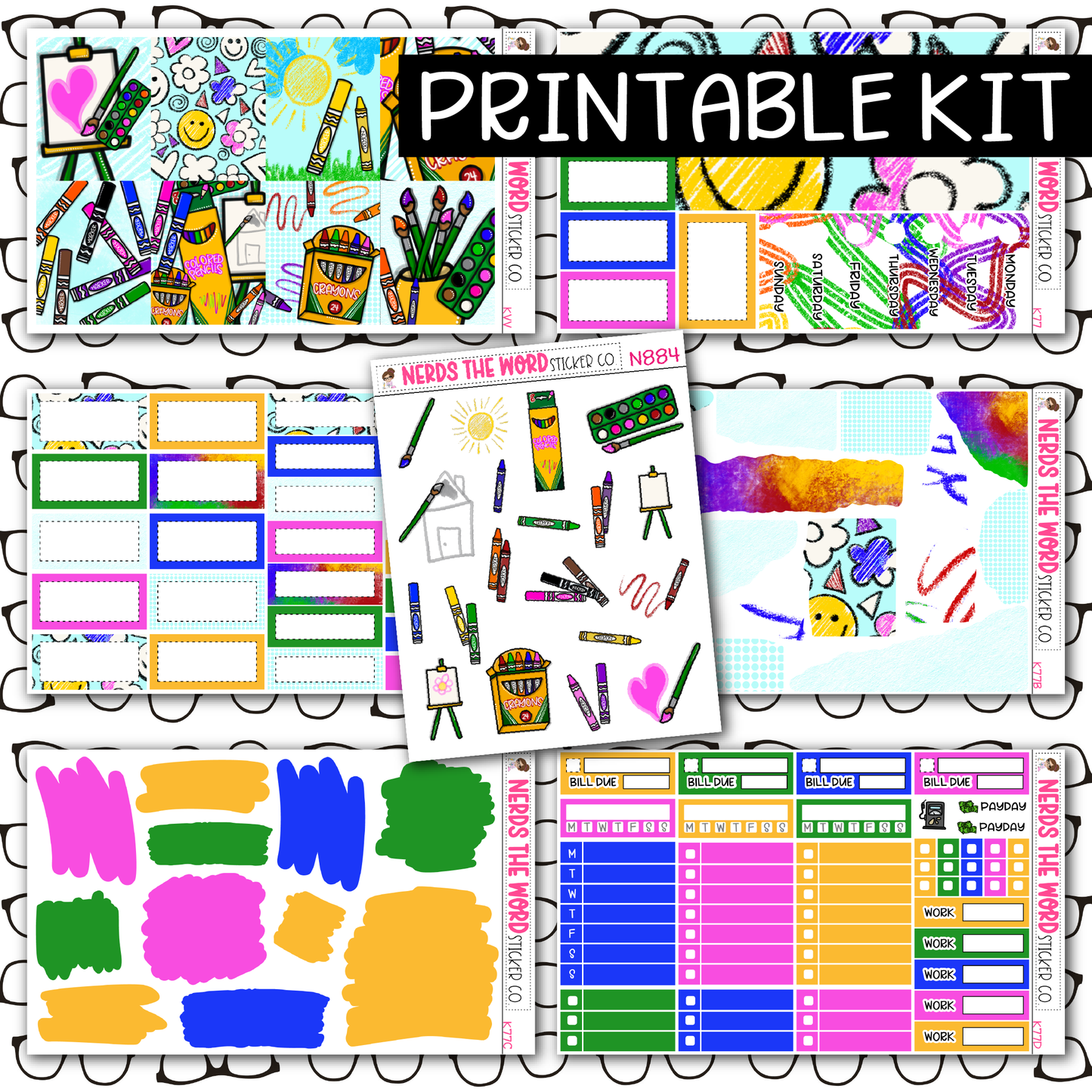 PRINTABLE Color Your World Weekly Kit - Choose your Size