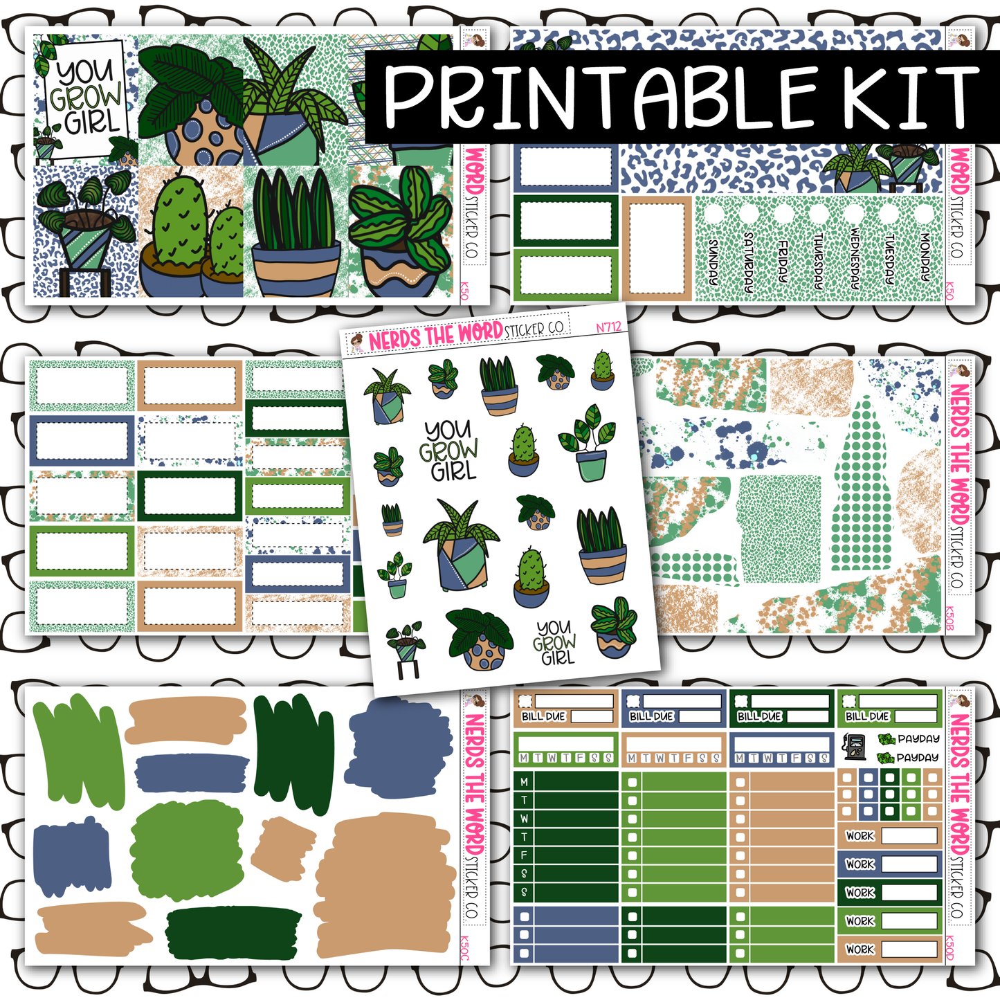 PRINTABLE Grow Girl Weekly Kit - Choose your Size