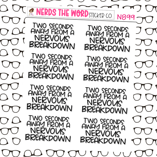 Nervous Breakdown Lettered Planner Stickers