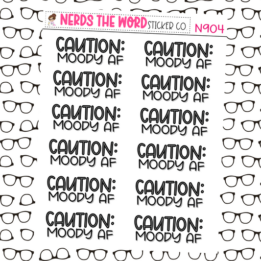 Caution: MOODY AF Hand Lettered Planner Stickers