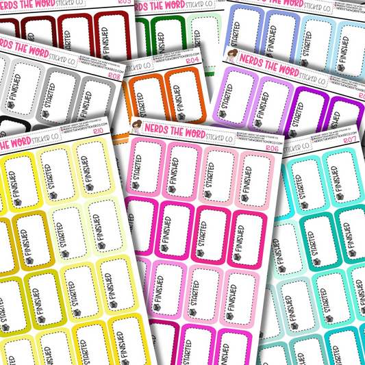 Started/Finished Reading Tracker Box Stickers
